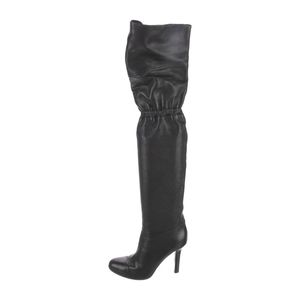 Jimmy Choo Black Leather Thigh-High Boots 36